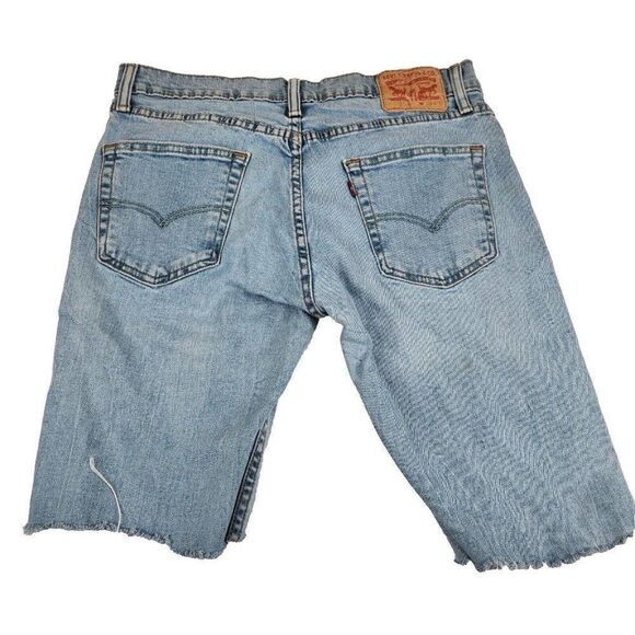 Levi's Denim Jean Shorts Cut Off Womens Size 12 Blue Bermuda Stretch Frayed - Picture 2 of 5